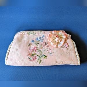 Pale Pink Beaded Clutch with Detachable Beaded Necklace/Shoulder Strap